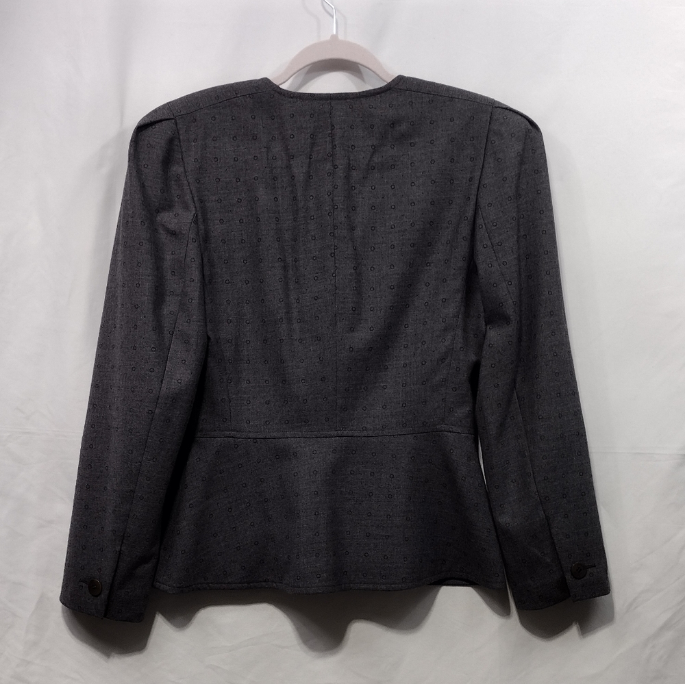 Louise Feraud Wool Silk Blazer Women's 8 Gray Cream Office Career Business Retro - Picture 5 of 10